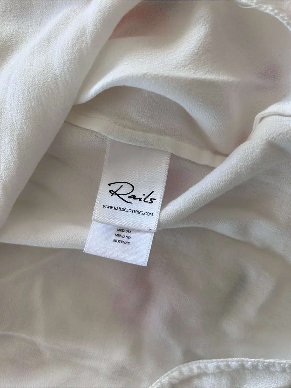 Rails Nala Ivory Satin V-Neck Blouse Size M